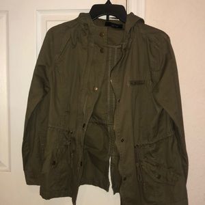 Army green jacket with hood